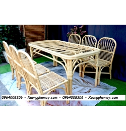 Bàn ghế ăn mây tre đan