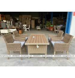 bàn ghế ăn mây nhựa XGN50