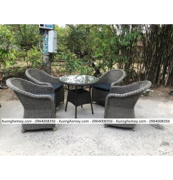 bàn ghế phòng ăn nhựa giả mây XGN51