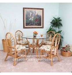 Bàn ghế ăn mây tre đan XGM302