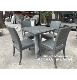 Bàn ghế ăn nhựa giả mây XGN16