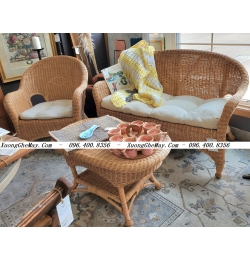 bàn ghế phòng khách mây tre đan SM070
