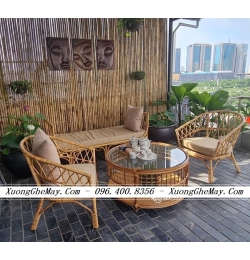 Bàn ghế mây tre đan đẹp cho quán cafe