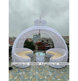 ghế hồ bơi mái vòm nhựa giả mây