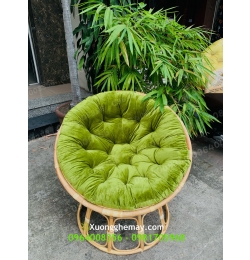 Ghế mây thư giãn papasan nệm xanh cốm