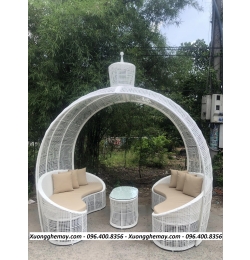ghế hồ bơi nhựa giả mây mái vòm XMT014