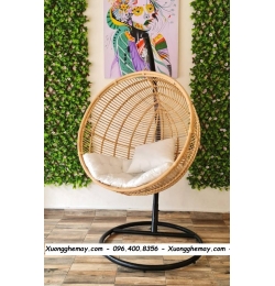 ghế xích đu mây tròn treo khung