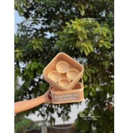 Giỏ quà mây tre đựng bánh 2 tầng dáng tròn TD229