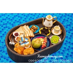 Khay nổi bể bơi oval màu nâu