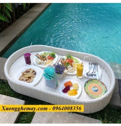 Khay nổi hồ bơi nhựa giả mây 