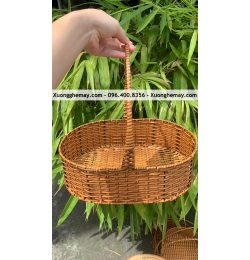 Lẵng oval nhựa giả mây XN113