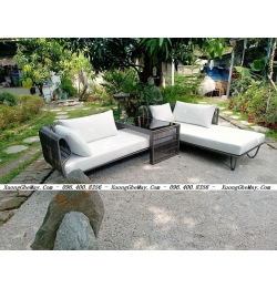 Sofa góc nhựa giả mây SN209