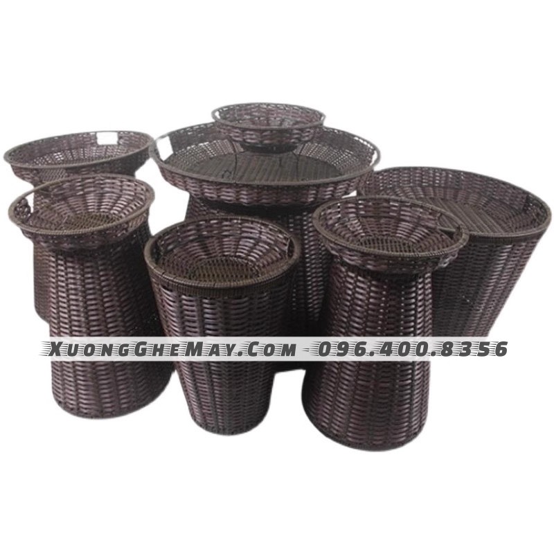 
								Bộ nhiều size sọt trưng bày trái cây nhựa giả mây KN12