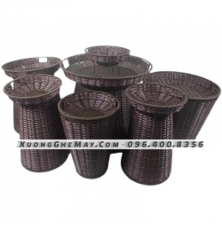 Bộ nhiều size sọt trưng bày trái cây nhựa giả mây KN12